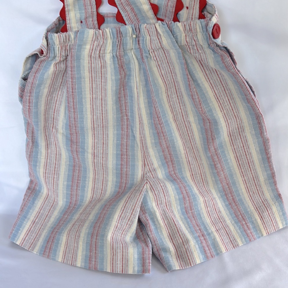 VINTAGE NWOT NECK & NECK JUNIOR UNISEX OVERALLS STRIPPED WITH RED DETAIL 4T - Picture 7 of 12